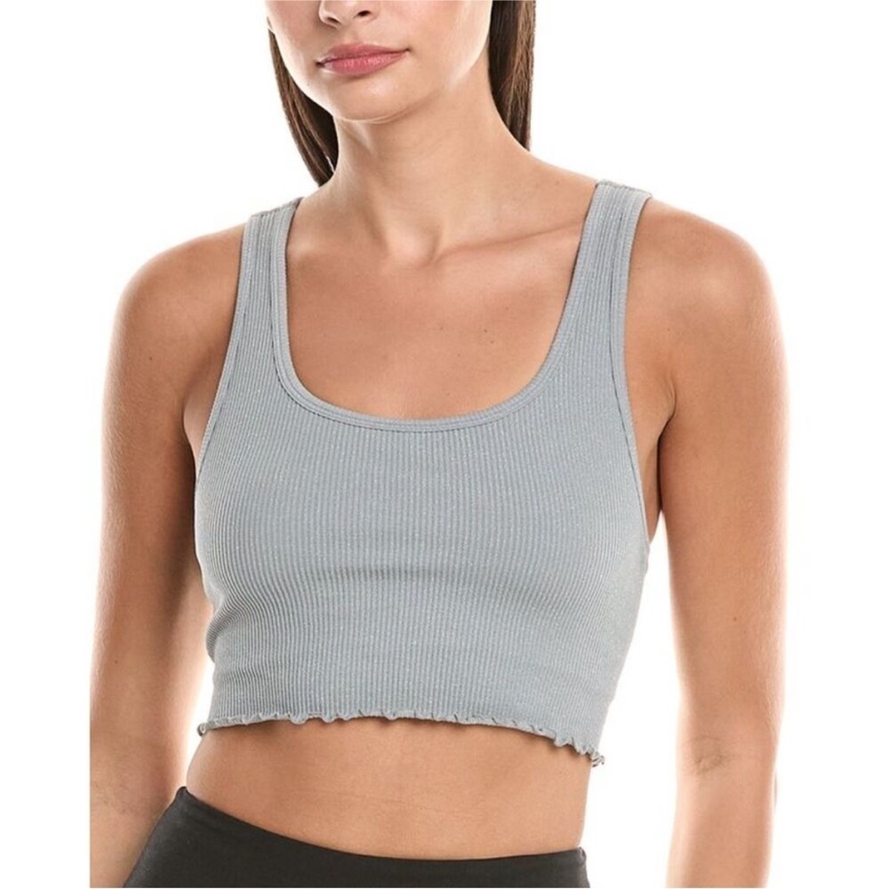 NWT Spiritual Gangster Womens  Amor Shimmer Crop Tank Silver